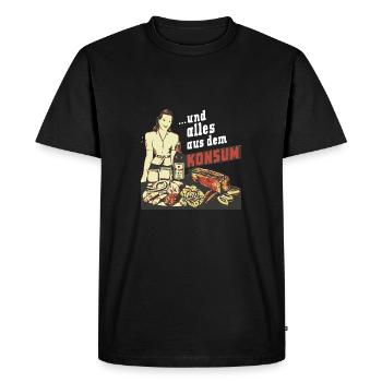 ... et tout de la consommation - T-shirt Premium bio Homme - noir - Devant - Nico (187cm)