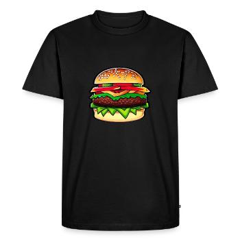 Burger savoureux - Miam - T-shirt Premium bio Homme - noir - Devant - Nico (187cm)