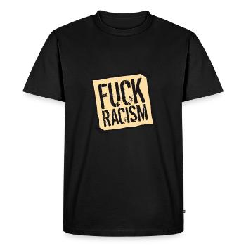 zettel fuck bann no no racism logo text dagege - Men's Premium Organic T-Shirt - black - Front - Nico (187cm)