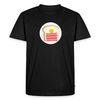 Toast with spreck and eggs - Men's Premium Organic T-Shirt - black - Front - Nico (187cm)