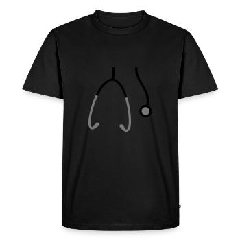 Hanging neck Stethoscope listening heartbeat pulse - Men's Premium Organic T-Shirt - black - Front - Nico (187cm)