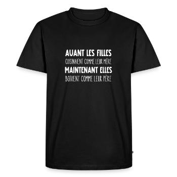 avant les filles cuisinaient comme leur mère - T-shirt Premium bio Homme - noir - Devant - Nico (187cm)