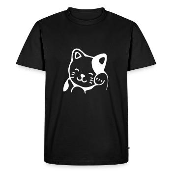 Happy cat - Men's Premium Organic T-Shirt - black - Front - Nico (187cm)