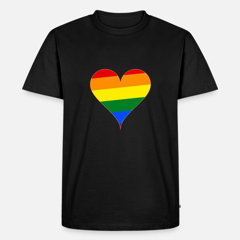 Herz Regenbogen Flagge Geschenk - Männer Premium Bio T-Shirt - Schwarz