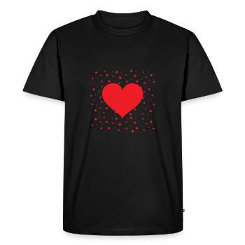 Red heart with little stars in the background - Men's Premium Organic T-Shirt - black - Front - Nico (187cm)
