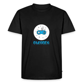 Joueur 1 - Duo Player 1 & 2 love couple cadeau - T-shirt Premium bio Homme - noir - Devant - Nico (187cm)