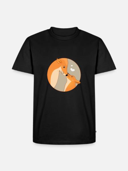 Animal Fox Love Familie Mor Barn Far - Herre Premium økologisk T-shirt - sort