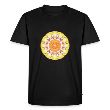 Cercle jaune modèle soleil fleurs cadeau - T-shirt Premium bio Homme - noir - Devant - Nico (187cm)