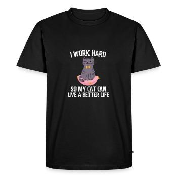 Chat drôle - T-shirt Premium bio Homme - noir - Devant - Nico (187cm)