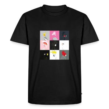 Cockatoo tile portraits - Men's Premium Organic T-Shirt - black - Front - Nico (187cm)