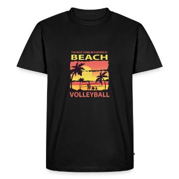 Beach volleyball sport beach sun vacation palm tree - Men's Premium Organic T-Shirt - black - Front - Nico (187cm)