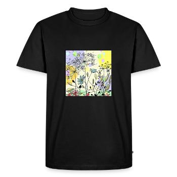 Dandelions in the meadow - Men's Premium Organic T-Shirt - black - Front - Nico (187cm)