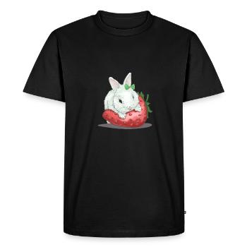 Lièvre doux sur fraise - T-shirt Premium bio Homme - noir - Devant - Nico (187cm)