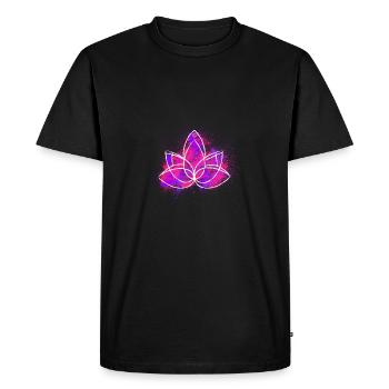 Fleur de Lotus Poudre rouge pourpre - T-shirt Premium bio Homme - noir - Devant - Nico (187cm)