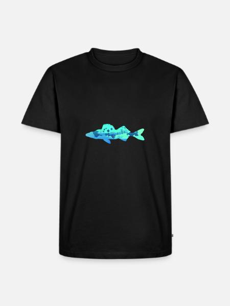 Zander - Männer Premium Bio T-Shirt - Schwarz