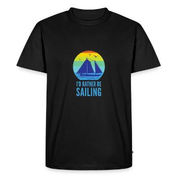 Je préférerais naviguer - voilier - mer - T-shirt Premium bio Homme - noir - Devant - Nico (187cm)
