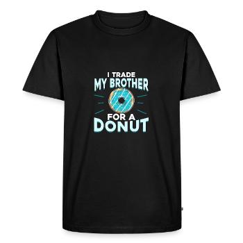 Chemise fraîche de partie de beignet «je échange mon frère ...» - T-shirt Premium bio Homme - noir - Devant - Nico (187cm)
