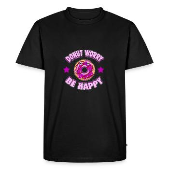 Chemise fraîche de beignet «ne vous inquiétez pas soyez heureux» - T-shirt Premium bio Homme - noir - Devant - Nico (187cm)