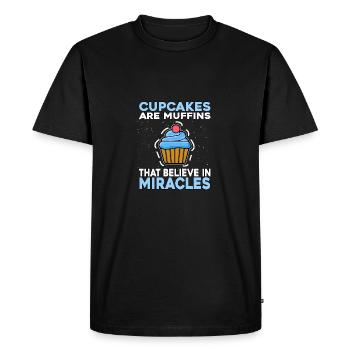 Les cupcakes sont des muffins qui croient aux miracles - T-shirt Premium bio Homme - noir - Devant - Nico (187cm)
