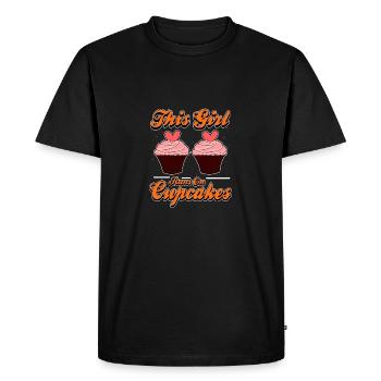 Belle cupcake / muffin shirt "Cette fille court sur c - T-shirt Premium bio Homme - noir - Devant - Nico (187cm)