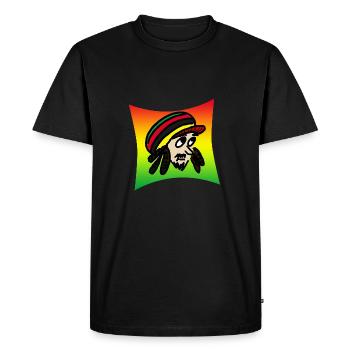 Rastafarian Head with Reggea Colors, Dreads & Beanie - Men's Premium Organic T-Shirt - black - Front - Nico (187cm)