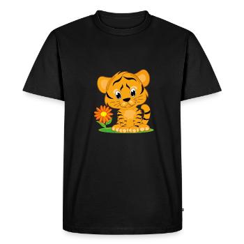 Baby tiger flower kids logo - Men's Premium Organic T-Shirt - black - Front - Nico (187cm)