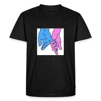 mains roses - T-shirt Premium bio Homme - noir - Devant - Nico (187cm)