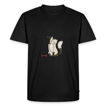 Chat en train de faire du sport - T-shirt Premium bio Homme - noir - Devant - Nico (187cm)