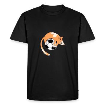 Chat avec le football - T-shirt Premium bio Homme - noir - Devant - Nico (187cm)