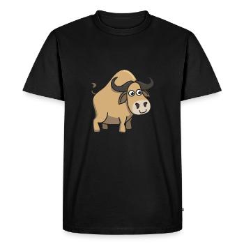 Buffalo cartoon cadeau animal cornes d'animaux animaux taureau - T-shirt Premium bio Homme - noir - Devant - Nico (187cm)