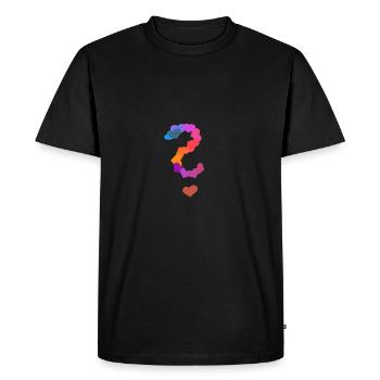 Coeur de point d'interrogation - T-shirt Premium bio Homme - noir - Devant - Nico (187cm)