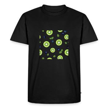 Kiwi myrtille menthe - T-shirt Premium bio Homme - noir - Devant - Nico (187cm)