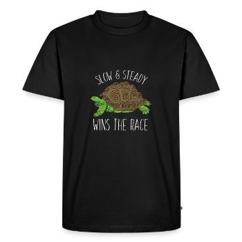 Tortue - lente-stable - victoire - course - T-shirt Premium bio Homme - noir - Devant - Nico (187cm)