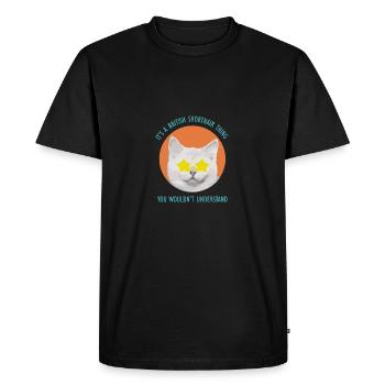 Cadeau Lunettes Brit Shorthair Star Eyes - T-shirt Premium bio Homme - noir - Devant - Nico (187cm)