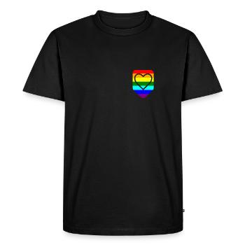 Chest pocket heart LGTB Pride Gay - Men's Premium Organic T-Shirt - black - Front - Nico (187cm)