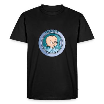 Je suis un garçon - machine à laver - T-shirt Premium bio Homme - noir - Devant - Nico (187cm)