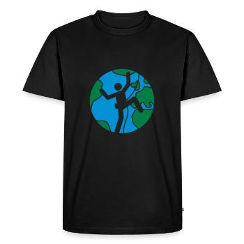 terre cercle rond planète monde logo figure symbole montagne - T-shirt Premium bio Homme - noir - Devant - Nico (187cm)
