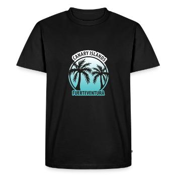 Canary Islands Fuerteventura palm trees - Men's Premium Organic T-Shirt - black - Front - Nico (187cm)