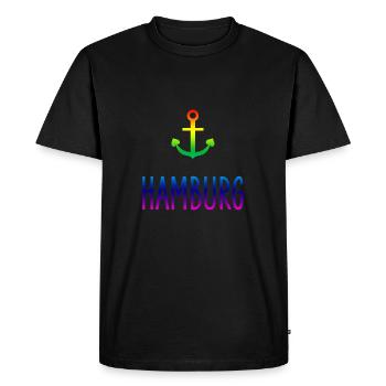 CSD Hamburg, ancre Rainbow Gay - T-shirt Premium bio Homme - noir - Devant - Nico (187cm)
