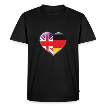 Coeur drapeau Angleterre Allemagne allemand cadeau - T-shirt Premium bio Homme - noir - Devant - Nico (187cm)