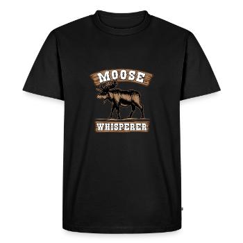 Moose Whisperer - Scandinavia Wilderness Nature - Men's Premium Organic T-Shirt - black - Front - Nico (187cm)