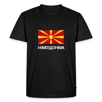 Macédoine Macédoine Drapeau Vintage - T-shirt Premium bio Homme - noir - Devant - Nico (187cm)