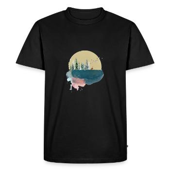 Forêt watercolour sur la lune ! - T-shirt Premium bio Homme - noir - Devant - Nico (187cm)