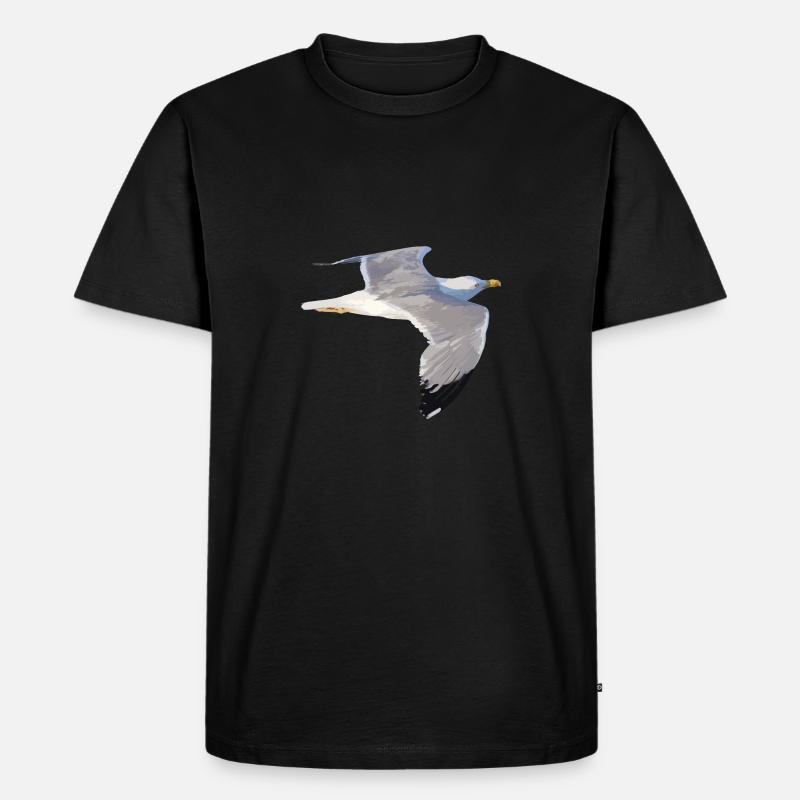 Möwe - Männer Premium Bio T-Shirt - Schwarz