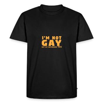 I'm not gay, but my boyfriend YES - T-shirt Premium bio Homme - noir - Devant - Nico (187cm)