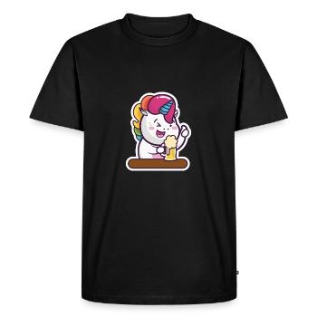 Beer drinking unicorn on the - Men's Premium Organic T-Shirt - black - Front - Nico (187cm)
