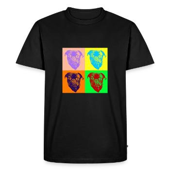 Pop Art Style Doux Mops Tête de Chien - Idée cadeau - T-shirt Premium bio Homme - noir - Devant - Nico (187cm)