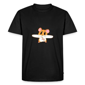 Hamster Eating Lollipop - Hamster mange une sucette - T-shirt Premium bio Homme - noir - Devant - Nico (187cm)