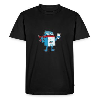 Milk Hero - Men's Premium Organic T-Shirt - black - Front - Nico (187cm)