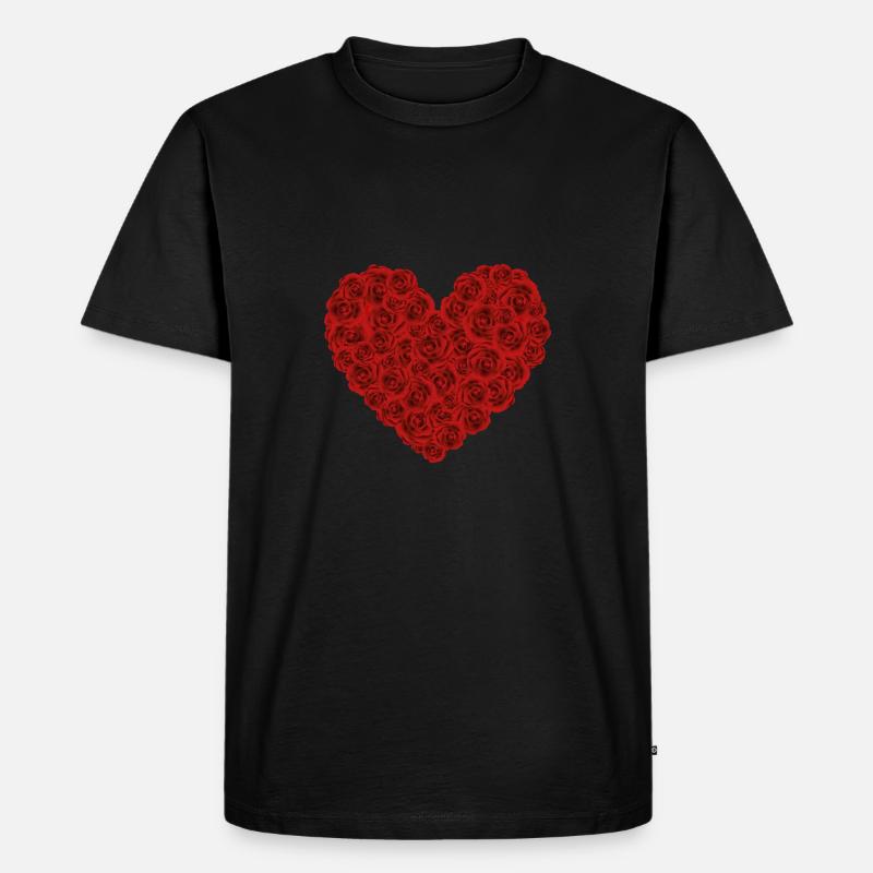Herz aus Rosen - Männer Premium Bio T-Shirt - Schwarz